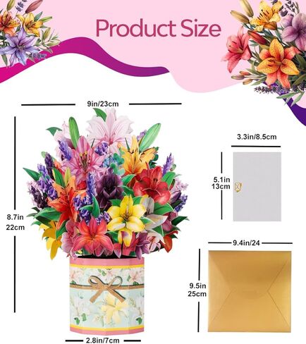 3D Pop Up Card with Sunflower Bouquet Elegant Flower Greeting for Mother’s Day Birthday Retirement Sympathy Easter Get Well Anniversary Graduation Thinking of You Thank You– Includes Envelopes & Note Card in Kuwait