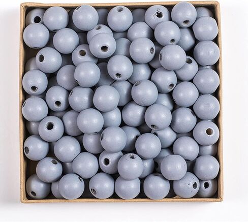 Decoendiy 100 Pieces Wood Beads for Crafts 16mm Colored Round Wooden Beads Natural Farmhouse Polished Spacer Loose Beads Wood Ball for Home Decor Jewelry Making DIY Crafting (Grey) in Kuwait