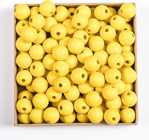 Decoendiy 100 Pieces Wood Beads for Crafts 16mm Colored Round Wooden Beads Natural Farmhouse Polished Spacer Loose Beads Wood Ball for Home Decor Jewelry Making DIY Crafting (Grey) in Kuwait
