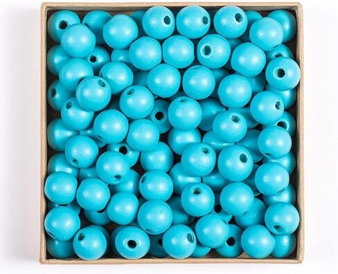 Decoendiy 100 Pieces Wood Beads for Crafts 16mm Colored Round Wooden Beads Natural Farmhouse Polished Spacer Loose Beads Wood Ball for Home Decor Jewelry Making DIY Crafting (Grey) in Kuwait
