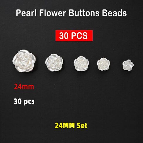 24mm Pearl Flower Buttons Beads for Crafts,Sewing Flatback Resin Charms White Buttons for Clothes,Slime Charms for Jewelry Making Bulk DIY Bracelet Hair Clip Phone Charms Decor in Saudi Arabia