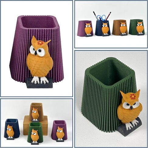 Owl Pen Holder, Handmade Wood Pen Holder, Owl Makeup Brush Holder, Desk Decor for Office, Home and School in Saudi Arabia