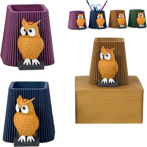 Owl Pen Holder, Handmade Wood Pen Holder, Owl Makeup Brush Holder, Desk Decor for Office, Home and School in Saudi Arabia