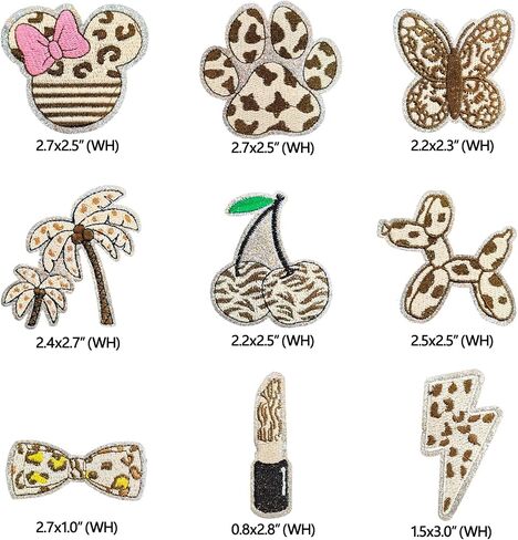 21PCS Leopard Print Series Iron On/Sew On Patches,Embroidered Applique for Clothes, Dress, Etc. DIY Accessories (chocolate brown), D240625-BW in Saudi Arabia
