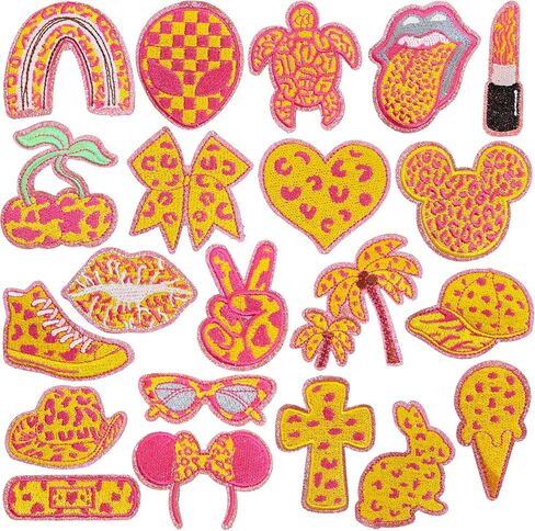 21PCS Leopard Print Series Iron On/Sew On Patches,Embroidered Applique for Clothes, Dress, Etc. DIY Accessories (chocolate brown), D240625-BW in Saudi Arabia