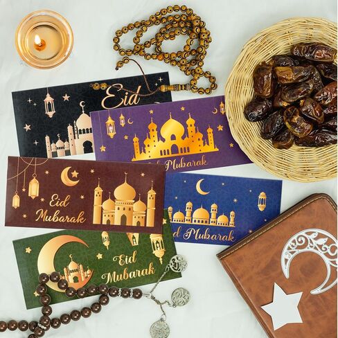 TICIAGA Eid Mubarak Money Envelope - 36pcs Ramadan Pocket Greeting Card for Money Holders Eid Al-Fitr Lucky Cash Gift Envelope for Muslim Mubarak Party Supplies Celebration, Multicolor in Saudi Arabia