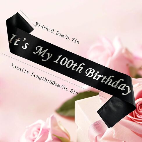 It’s My 18th Birthday Sash,Silver Foil Letter Happy 18th Birthday Sash Party Favors Decoration for Birthday Girls Boys Black in Saudi Arabia