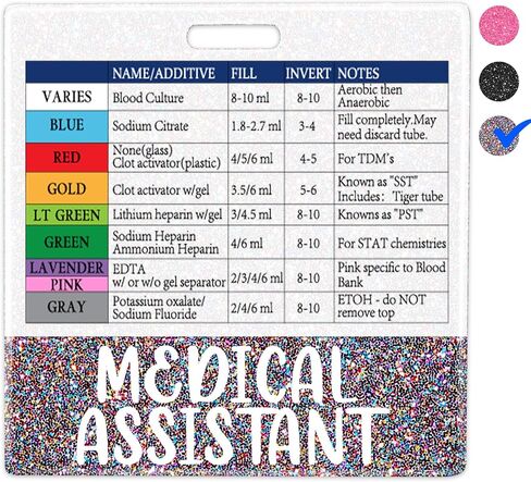 Plifal Phlebotomist Badge Buddy with Order of Blood Draw Reference Card - Phlebotomy Nurse Essentials Accessories for Hospital, Gold Horizontal ID Name Tag with Flash Card Cheat Sheet in Kuwait