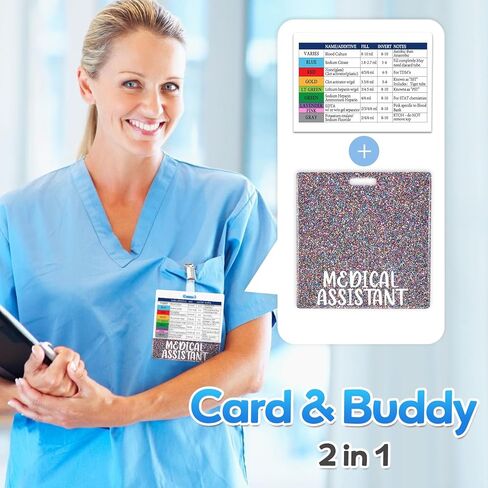 Plifal Phlebotomist Badge Buddy with Order of Blood Draw Reference Card - Phlebotomy Nurse Essentials Accessories for Hospital, Gold Horizontal ID Name Tag with Flash Card Cheat Sheet in Kuwait