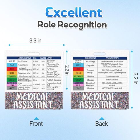 Plifal Phlebotomist Badge Buddy with Order of Blood Draw Reference Card - Phlebotomy Nurse Essentials Accessories for Hospital, Gold Horizontal ID Name Tag with Flash Card Cheat Sheet in Kuwait