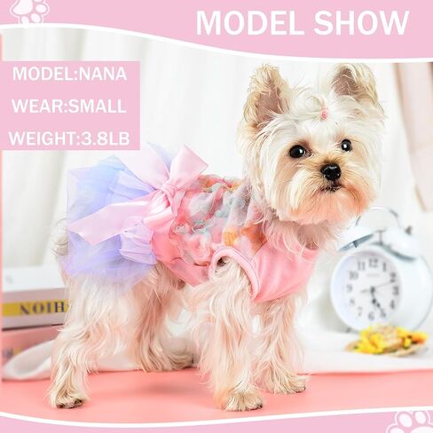 Dog Dress for Small Dogs, Puppy Costume Clothes Girls Pet Clothing Outfit Summer Spring Dresses Chihuahua Yorkie Cat Apparel in Saudi Arabia