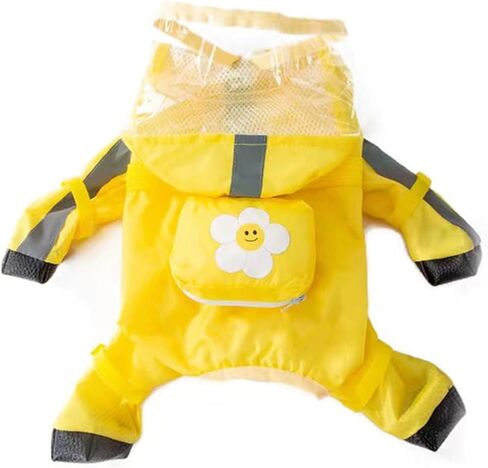 Dog Raincoat with Boots,Waterproof Dog Raincoats with Hood for Small Medium Large Dogs,Raincoat with Reflective Strap, Lightweight Rain Jacket with Leash Hole (Blue Cloud, Medium) in Saudi Arabia