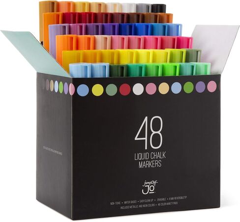 JumpOff Jo – Liquid Chalk Markers – Reversible Chisel and Round Tip – Multi Color (48) in Saudi Arabia