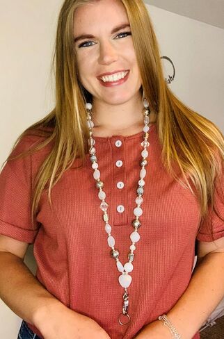 Hidden Hollow Beads Chunky Women's Beaded Lanyard, 34" Made in USA, ID Card Badge Holder Teacher Nurse Keys Keychain Cruise in Saudi Arabia