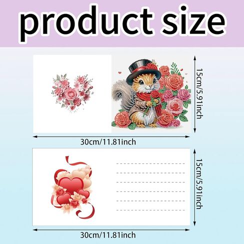 MaiYiYi 6 Packs DIY Balloon Squirrel Diamond Art Greeting Cards Butterfly Cat Diamond Art Cards Kitten Puppy Diamond Painting Greeting Cards Valentine Rose Greeting Cards for Family Friends in Saudi Arabia