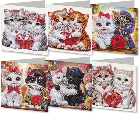 MaiYiYi 6 Packs DIY Balloon Squirrel Diamond Art Greeting Cards Butterfly Cat Diamond Art Cards Kitten Puppy Diamond Painting Greeting Cards Valentine Rose Greeting Cards for Family Friends in Saudi Arabia