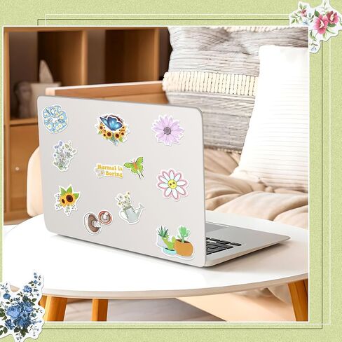 300 PCS Plant Flower Stickers للأطفال ، زهرة الفينيل المقاومة للماء ، عباد الشمس ، الأوراق الخضراء ، ملصقات الفطر للكمبيوتر المحمول ، الهاتف ، لوح التزلج ، ملصقات للبالغين الفتيات والأطفال （6 أنماط in Kuwait