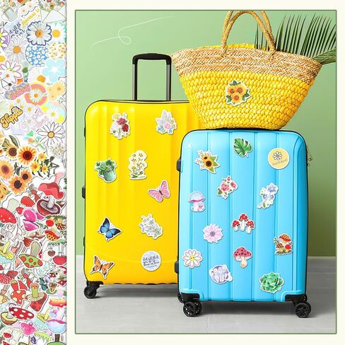 300 PCS Plant Flower Stickers للأطفال ، زهرة الفينيل المقاومة للماء ، عباد الشمس ، الأوراق الخضراء ، ملصقات الفطر للكمبيوتر المحمول ، الهاتف ، لوح التزلج ، ملصقات للبالغين الفتيات والأطفال （6 أنماط in Kuwait