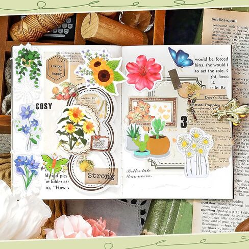 300 PCS Plant Flower Stickers للأطفال ، زهرة الفينيل المقاومة للماء ، عباد الشمس ، الأوراق الخضراء ، ملصقات الفطر للكمبيوتر المحمول ، الهاتف ، لوح التزلج ، ملصقات للبالغين الفتيات والأطفال （6 أنماط in Kuwait
