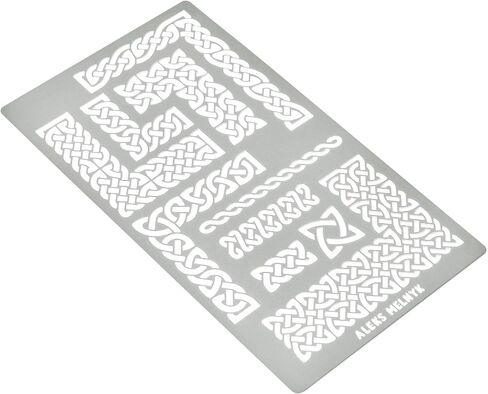 Aleks Melnyk No.36 Small Border Stencils for Bullet Journaling, Greek Key, Celtic Knot, Ornate Viking, Metal Stencils for Engraving, Pyrography, Wood Burning in Kuwait