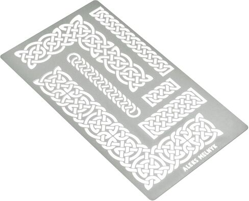 Aleks Melnyk No.36 Small Border Stencils for Bullet Journaling, Greek Key, Celtic Knot, Ornate Viking, Metal Stencils for Engraving, Pyrography, Wood Burning in Kuwait