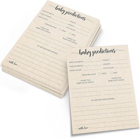 321Done Baby Predictions and Advice Cards, Made in USA - 4x6 Tan, Fun Minimalist Baby Shower Games & Activity, Unique Gender Reveal Game - Set of 50 in Kuwait
