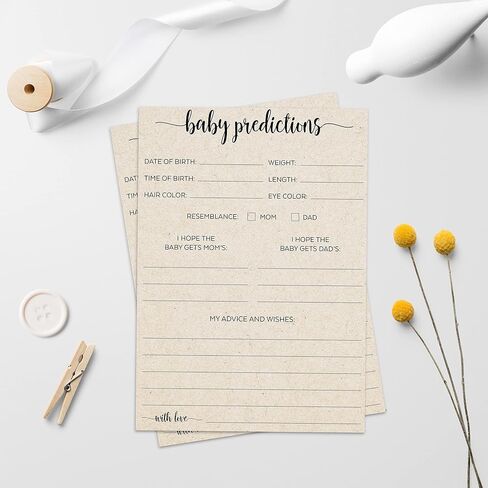 321Done Baby Predictions and Advice Cards, Made in USA - 4x6 Tan, Fun Minimalist Baby Shower Games & Activity, Unique Gender Reveal Game - Set of 50 in Kuwait