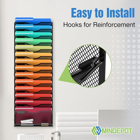 15 Tier Wall File Holder Hanging Wall File Organizer for Papers Mails Folders Document Magazine Organization, for Office School Home, Black in Kuwait