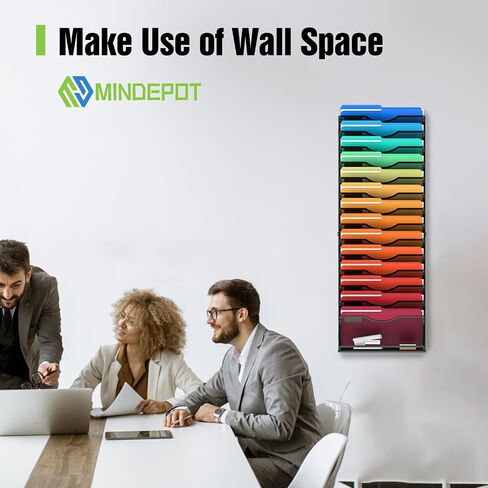 15 Tier Wall File Holder Hanging Wall File Organizer for Papers Mails Folders Document Magazine Organization, for Office School Home, Black in Kuwait