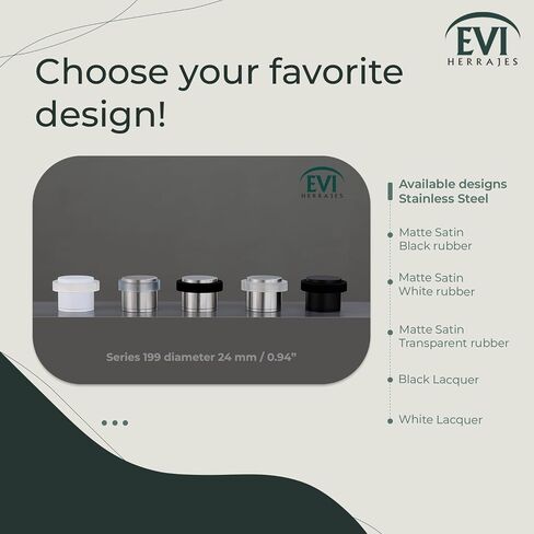 EVI Door Stops | Black Lacquered Stainless Steel Door Stop - Screw and Adhesive Fastening - Rubber Protector - 0.94 x 0.83 Inch Door Stop in Saudi Arabia