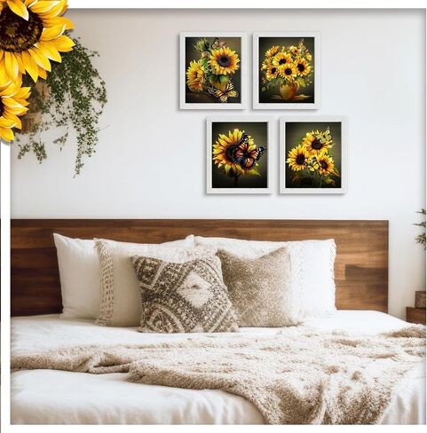 Yeaqee 4 Pcs Diamond Art Kits DIY Painting for Adult Aesthetic Wall Diamond Crafts Aesthetic Room Decor Cute Painting Pictures 5d Craft Wall Decor for Home 10 x 11.8''(Abstract Flowers) in Kuwait