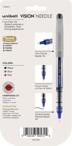 uni-ball Vision Stick Needle Fine Point Roller Ball Pens, 5 Black Ink Pens (1734912) in Saudi Arabia