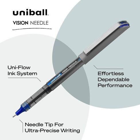 uni-ball Vision Stick Needle Fine Point Roller Ball Pens, 5 Black Ink Pens (1734912) in Saudi Arabia