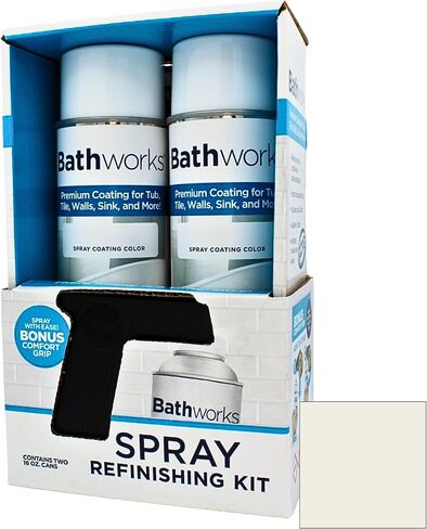 Bathworks Bathtub Refinishing Kit (WHITE); 2 Spray Cans; for Tub, Tile, & More; 32oz of Resin Paint; 24-hour dry time; with bonus comfort grip in Saudi Arabia