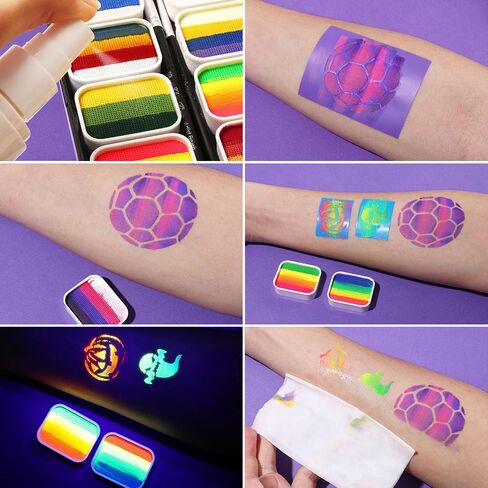 39 Colors Face Paint Kit For Kids: Professional Face Painting Kit with 6 Stencils and 13 Brushes - Water Activated Facepaint Makeup Kit - Non Toxic Face Paint for Halloween and Christmas in Kuwait