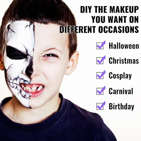 39 Colors Face Paint Kit For Kids: Professional Face Painting Kit with 6 Stencils and 13 Brushes - Water Activated Facepaint Makeup Kit - Non Toxic Face Paint for Halloween and Christmas in Kuwait