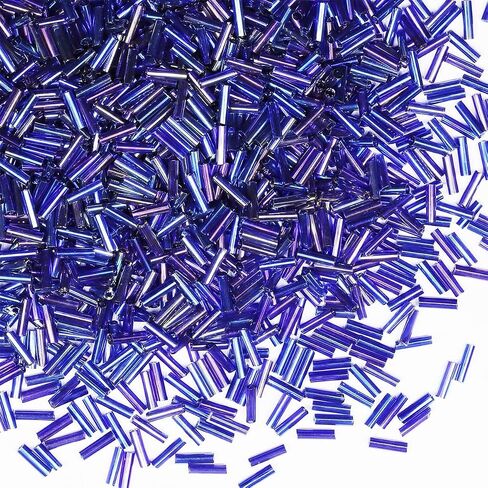 80g/2420 Pcs Green Tubular Seed beadsTube Beads Glass Bugle Seed Beads Length 6mm Tube Beads for Jewelry Making (Green-AB) in Kuwait