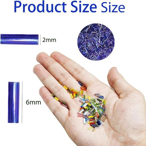 80g/2420 Pcs Green Tubular Seed beadsTube Beads Glass Bugle Seed Beads Length 6mm Tube Beads for Jewelry Making (Green-AB) in Kuwait