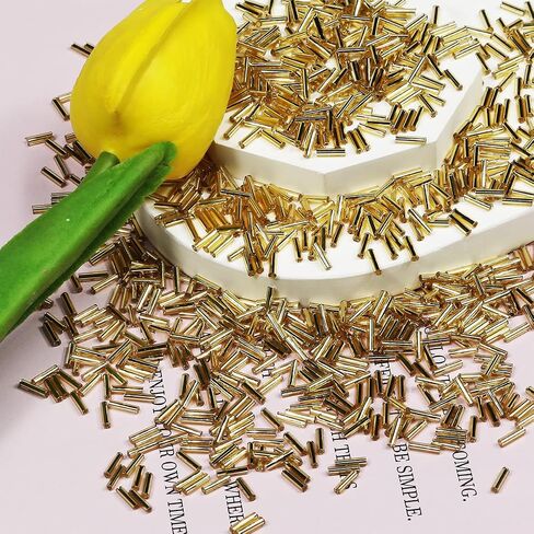 80g/2420 Pcs Green Tubular Seed beadsTube Beads Glass Bugle Seed Beads Length 6mm Tube Beads for Jewelry Making (Green-AB) in Kuwait