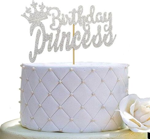Happy Birthday Cake Topper for Princess Birthday Party Decorations,Double-faced Rose Gold Glitter in Kuwait