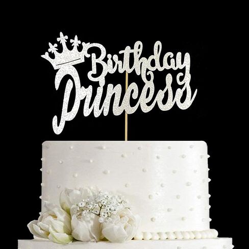 Happy Birthday Cake Topper for Princess Birthday Party Decorations,Double-faced Rose Gold Glitter in Kuwait