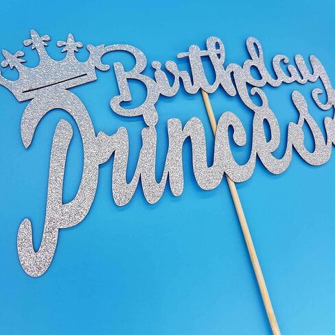 Happy Birthday Cake Topper for Princess Birthday Party Decorations,Double-faced Rose Gold Glitter in Kuwait