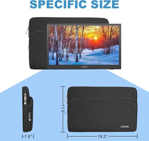 Portable Monitor Case 15.6 Inch, Protective Carrying Sleeve Storage Bag, Portable Display Bag with Accessory Pocket for 15.6 Inch Portable Monitor, Size-15.3"x9.9" Black in Saudi Arabia