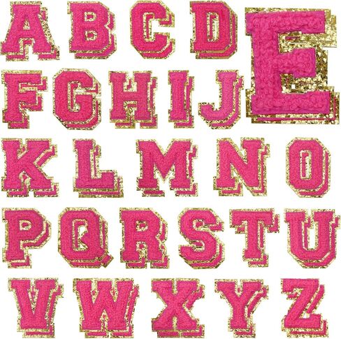 52 PCS تصحيحات Chenille ، بقع لاصقة ذاتية 2.2 بوصة ملصقات أحرف باللون الوردي الفاتح للقبعات والأكياس وأكياس المكياج وحقائب الظهر in Kuwait