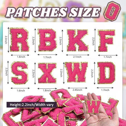 52 PCS تصحيحات Chenille ، بقع لاصقة ذاتية 2.2 بوصة ملصقات أحرف باللون الوردي الفاتح للقبعات والأكياس وأكياس المكياج وحقائب الظهر in Kuwait