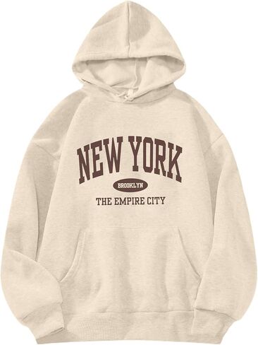 Hilinker Womens Graphic Oversized Hoodies Drawstring Long Sleeve Sweatshirt with Pocket Grey USA Medium in Saudi Arabia