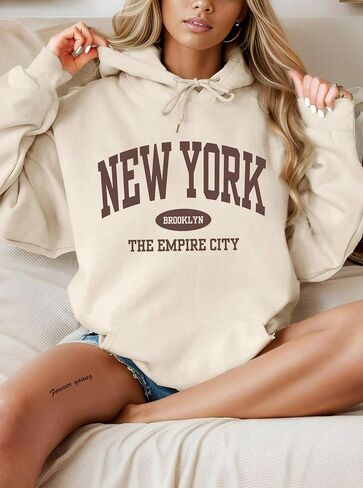 Hilinker Womens Graphic Oversized Hoodies Drawstring Long Sleeve Sweatshirt with Pocket Grey USA Medium in Saudi Arabia