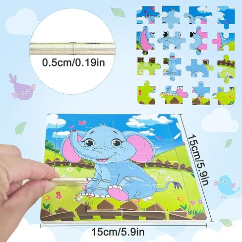Puzzles for Kids Ages 3+ Year Old, 6 Pack Wooden Jigsaw Puzzles for Kids Ages 3-5, Toddlers Montessori Learning Toys with Animal Patterns, Preschool Educational Toys for Boys and Girls in Kuwait