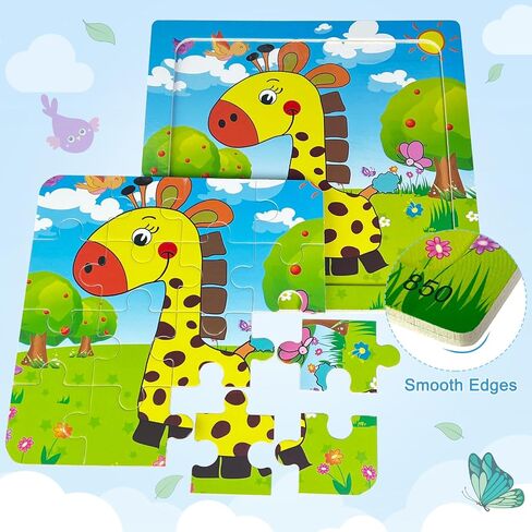 Puzzles for Kids Ages 3+ Year Old, 6 Pack Wooden Jigsaw Puzzles for Kids Ages 3-5, Toddlers Montessori Learning Toys with Animal Patterns, Preschool Educational Toys for Boys and Girls in Kuwait