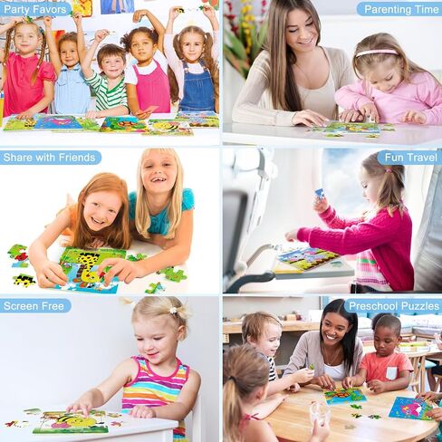 Puzzles for Kids Ages 3+ Year Old, 6 Pack Wooden Jigsaw Puzzles for Kids Ages 3-5, Toddlers Montessori Learning Toys with Animal Patterns, Preschool Educational Toys for Boys and Girls in Kuwait